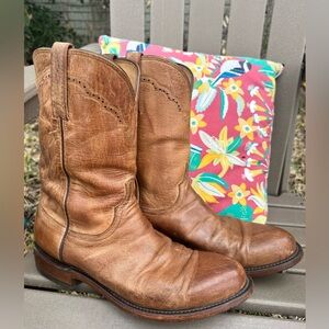 Lucchese men’s smooth leather cognac ropers